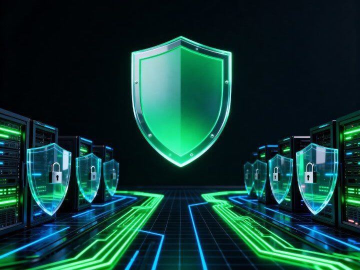 Grünes Sicherheitsschild schützt Server vor Hacker - DigiAds44 SMOS