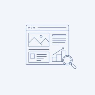 Website und SEO bei DigiAds44 Line Icon einer Website mit Lupe und Diagramm für Website und SEO