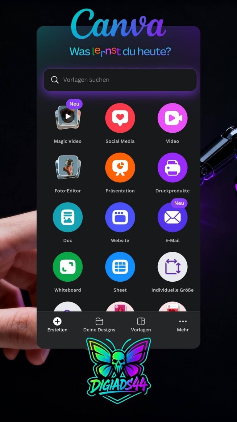 Canva App Übersicht: Was lernst du heute Social Media Magic Video Foto Editor mit Logo