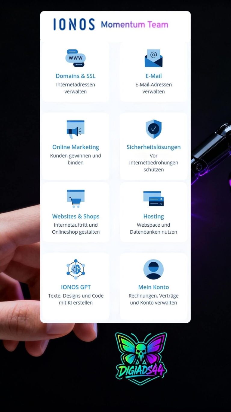 IONOS Momentum Team Dashboard für DigiAds44 Projekte