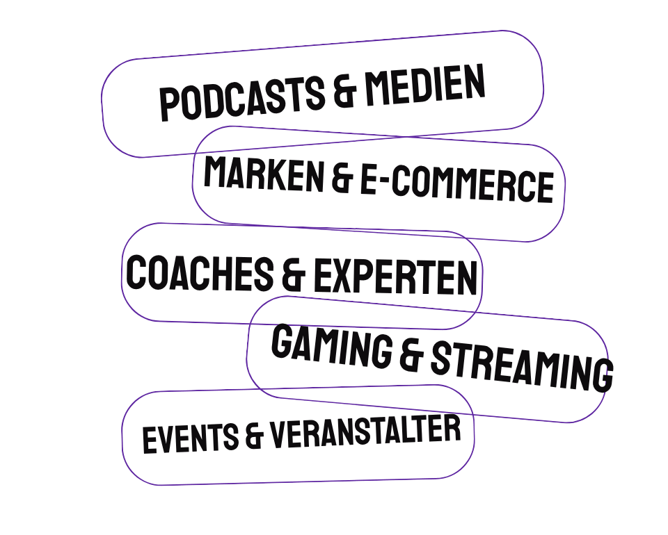 Branchen, für die sich Clipping Marketing eignet Clipping Marketing für Podcasts, Medien, E-Commerce, Coaches, Gaming, Streaming und Events.